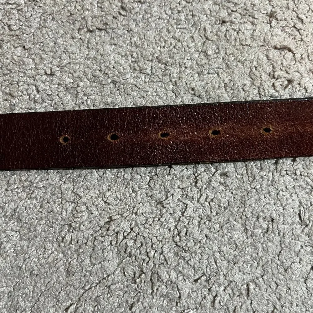 Vtg Talbots Saddle Leather Belt M Wicker Brown Western Classic Boho Minimalist